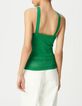Top &agrave; bretelles vert tricot fin col crois&eacute;-3