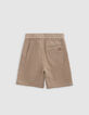 Bermudas jogger loose beige gasa algodón niño-5