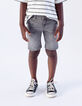 Boys' grey denim embossed back Waterless Bermuda shorts-2