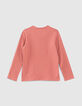 Camiseta rosa palo algod&oacute;n ecol&oacute;gico calavera ni&ntilde;a-3