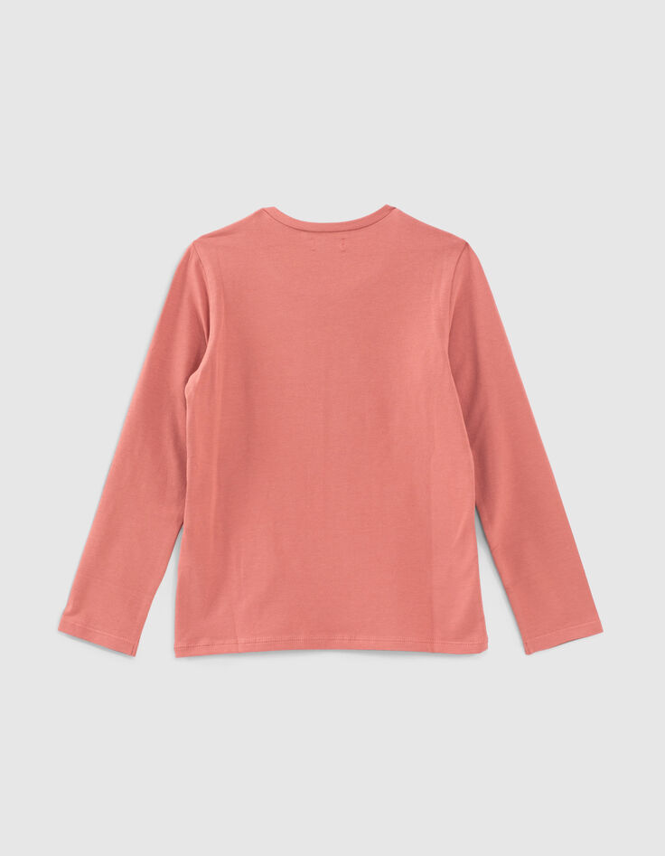 Camiseta rosa palo algod&oacute;n ecol&oacute;gico calavera ni&ntilde;a-3