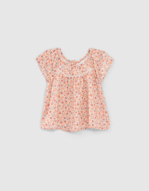 Blusa melocotón flores mini Ecovero™ bebé niña