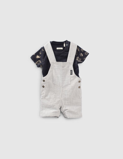 Ensemble salopette rayée et T-shirt navy bébé garçon - IKKS