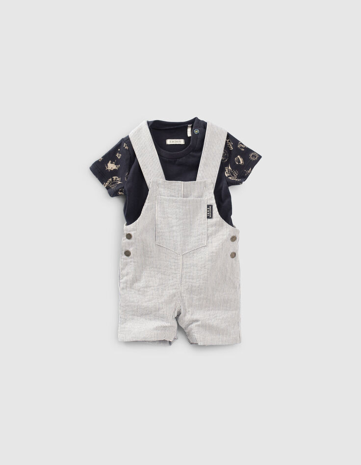 Set aus gestreifter Latzhose und T-Shirt für Babyjungen-1