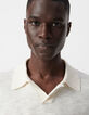 Kreidefarbenes Herrenpoloshirt aus Flammstrick-4