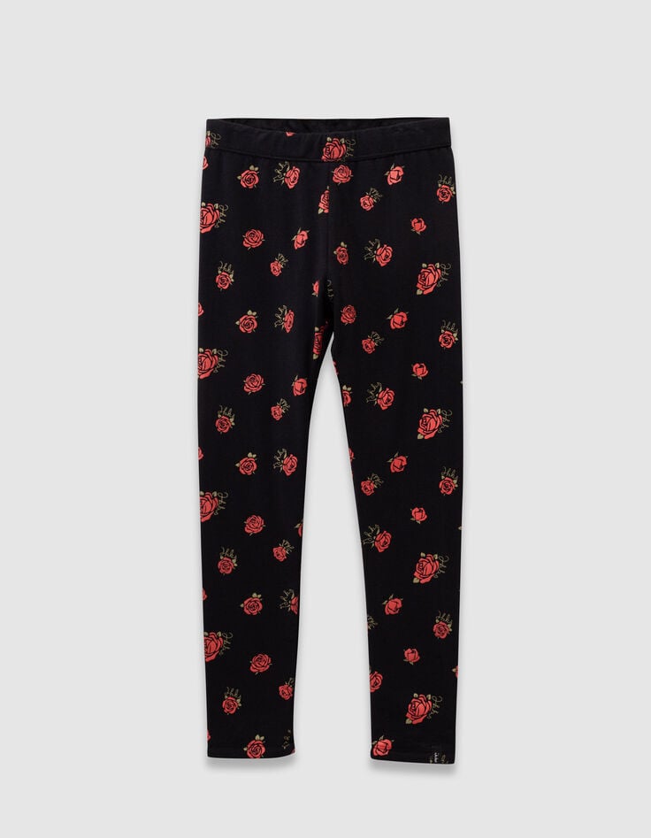 Mädchenwendeleggings in Schwarz und mit Rosenprint-3 Mädchenwendeleggings in Schwarz und mit Rosenprint-3