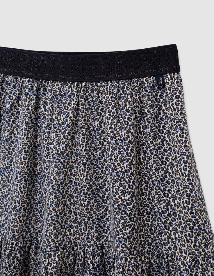 Falda corta azul marino leopardo-lazo niña-2