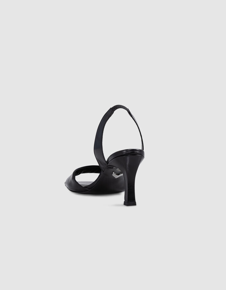 Dames sandalen met zwarte leren hak en elastische band-4
