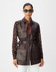 Bruin leren safari-jack met riem voor dames-3