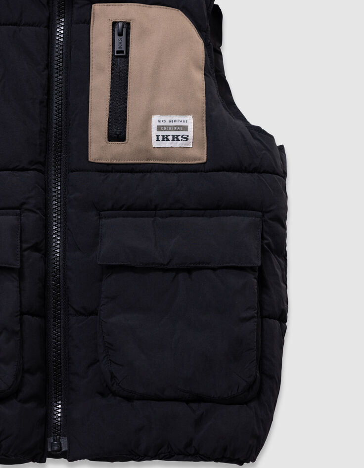 Schwarzer 2-in-1-Jungenparka und Steppweste-9 Schwarzer 2-in-1-Jungenparka und Steppweste-9