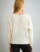 Grof gebreide ecru trui met mohair voor dames-3