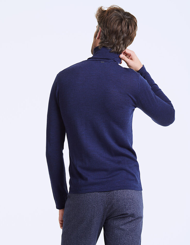 Pull laine marine à col roulé Homme-3