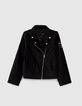 Cardigan noir velours esprit motard fille-1