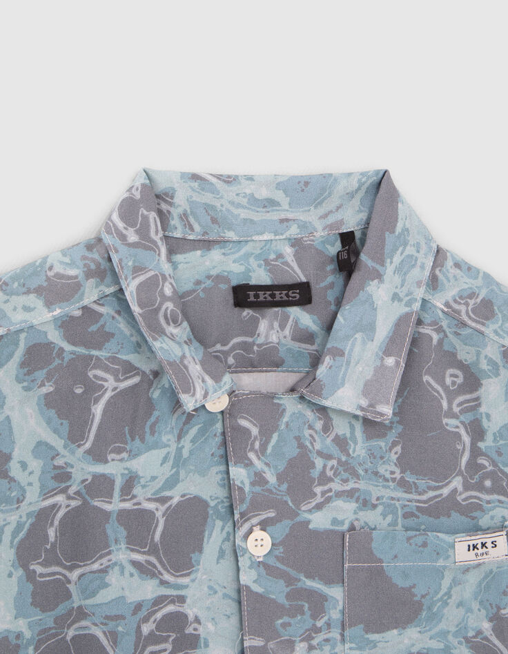 Boys’ blue aquatic motif Lenzing™ Ecovero™ viscose shirt-2