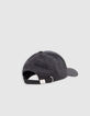 Anthracite wool cap with embroidered logo for men-3