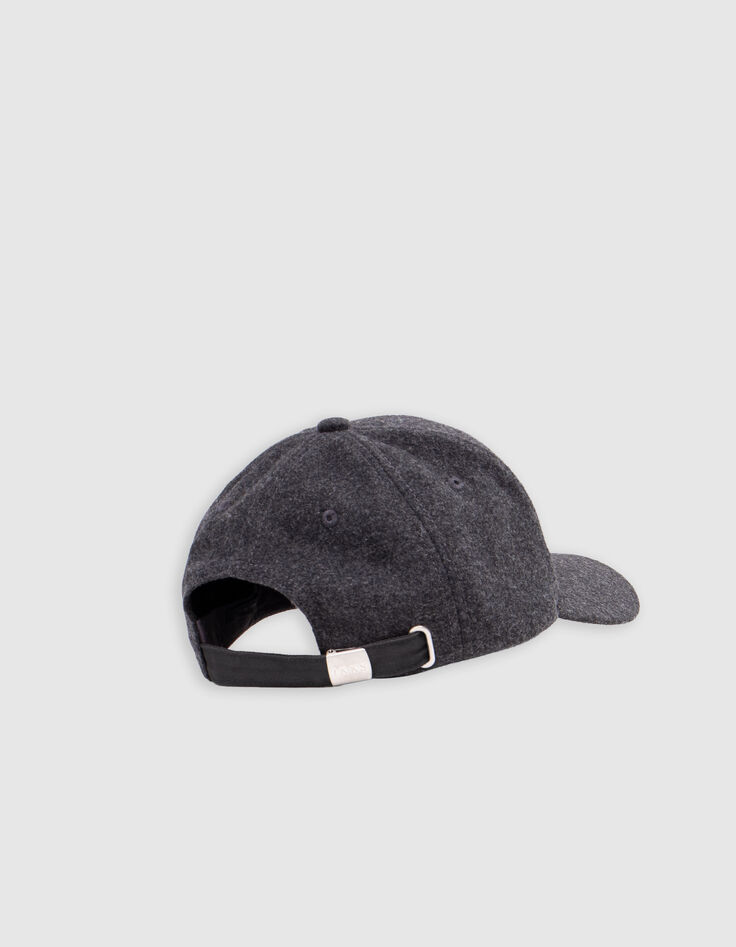 Anthracite wool cap with embroidered logo for men-3