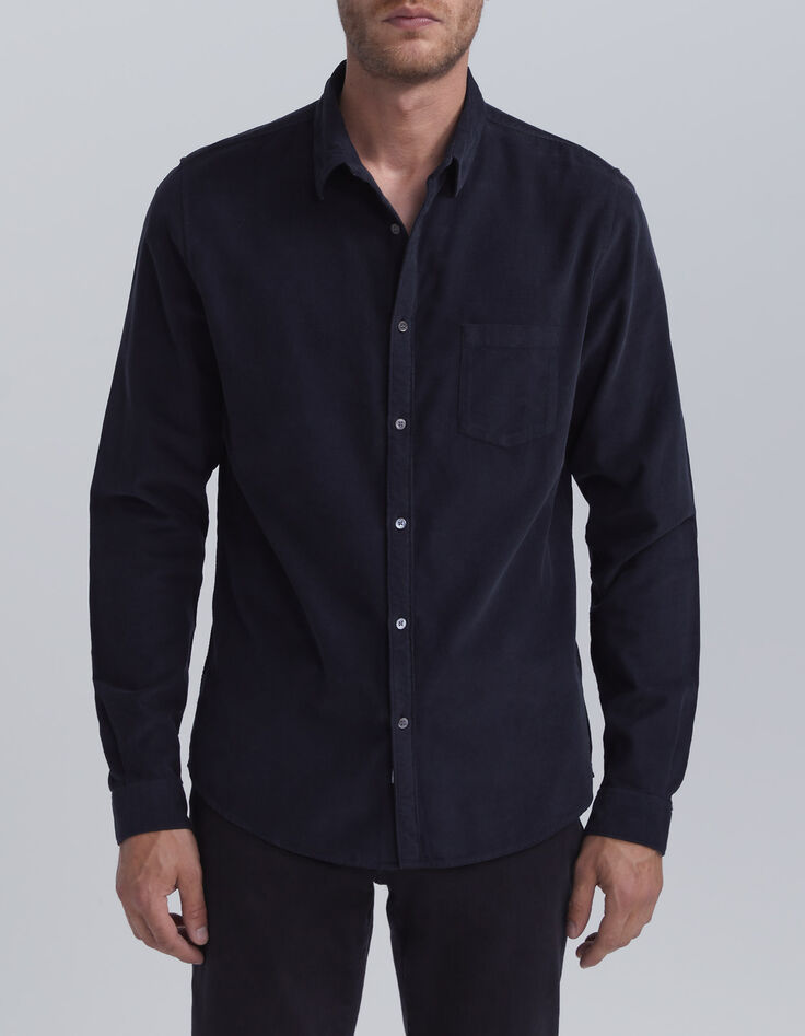 Chemise REGULAR marine en velours milleraies Homme-2