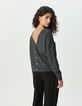 Women’s grey knit striped sequin-embroidered cardigan-4