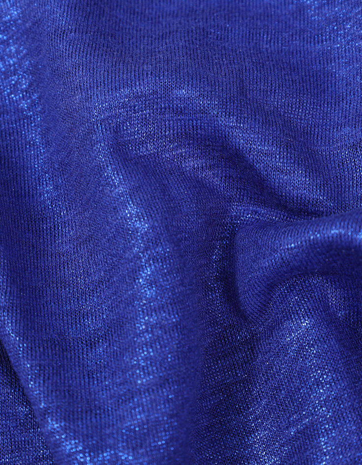Elektrisch-blaues Leinen-T-Shirt aus Folienstrick für -7