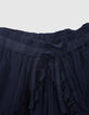 Baby girls’ navy shorts with embroidered ruffles-3
