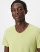 T-shirt encolure V vert coton bio flamm&eacute; Homme-4