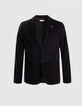 Men’s black smooth velvet suit jacket-1
