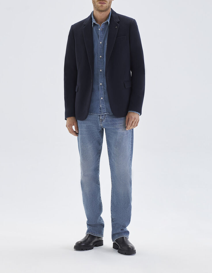 Men’s navy textured knit jacket-6
