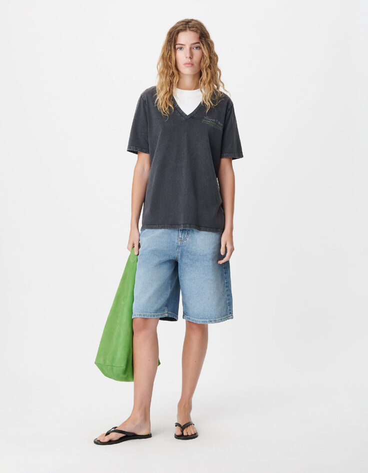 Bolso hobo de ante verde cactus para mujer-5