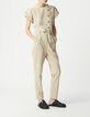 Combinaison beige fermeture asym&eacute;trique Femme-5