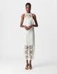 Women's all-lace white midi skirt-1