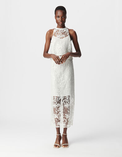 Women's all-lace white midi skirt - IKKS