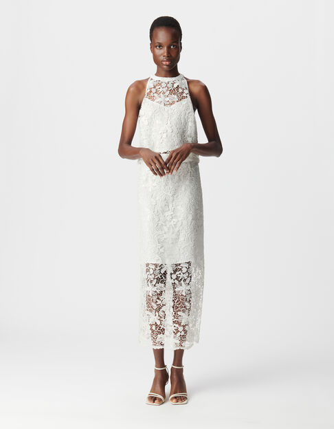 Women's all-lace white midi skirt - IKKS