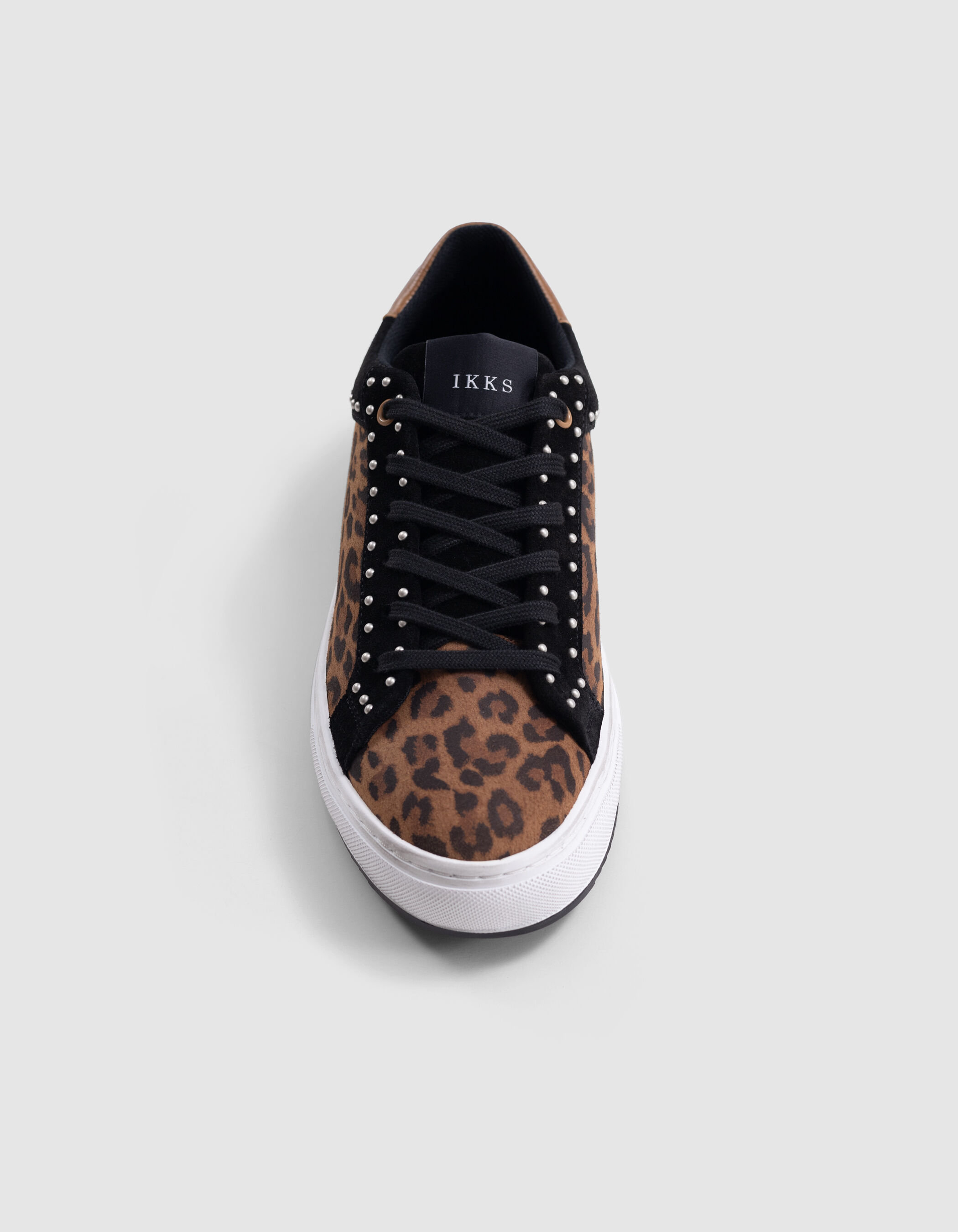 Women s brown suede leopard print sneakers IKKS