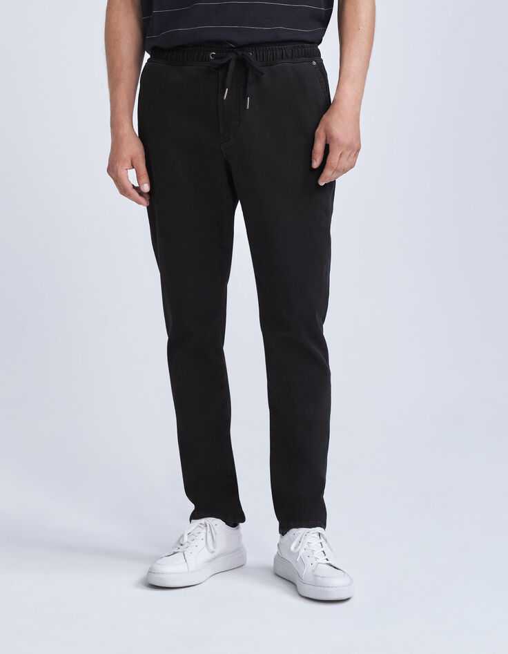 Men's black textured organic cotton COMFORT joggers-2