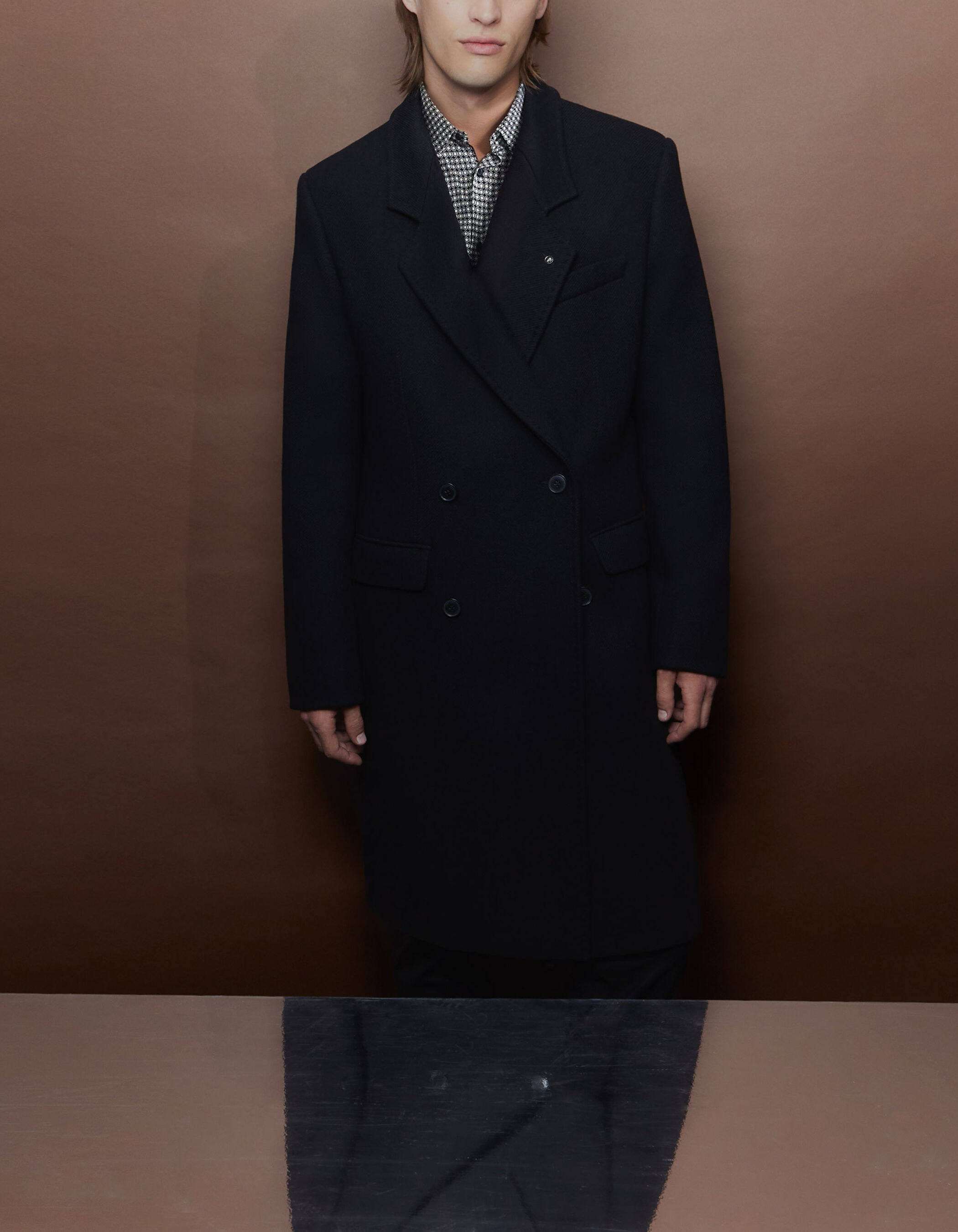 Pure Edition Manteau noir boutonnage crois Homme