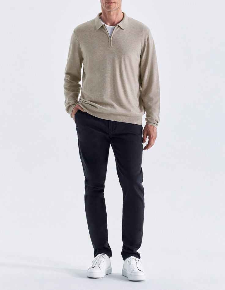 Polo vison bi-mati&egrave;re Interlock au dos Homme-7