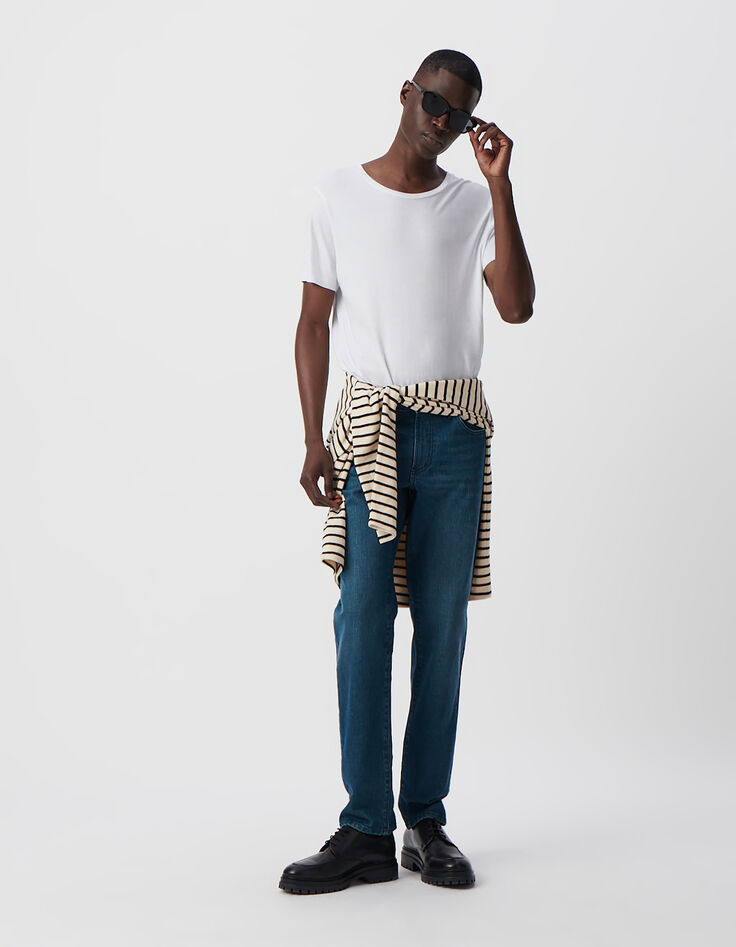 T-shirt blanc coton modal Homme-1