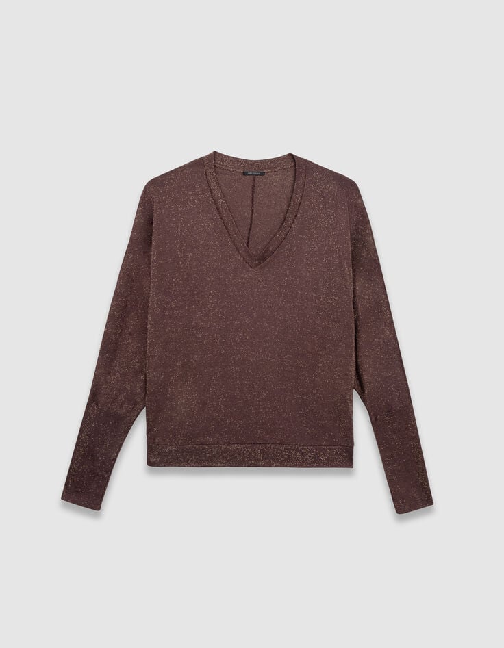 Tee-shirt bordeaux lurex manches chauve-souris Femme-5 Tee-shirt bordeaux lurex manches chauve-souris Femme-5