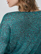 Jersey verde punto leopardo lúrex mujer -5