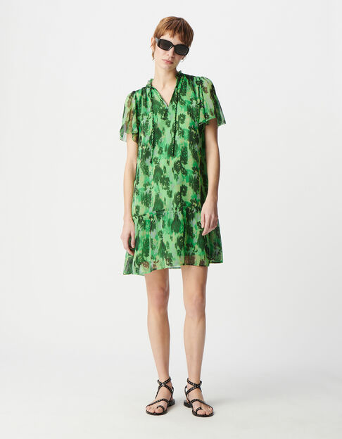 Robe ample verte imprimé abstrait Femme - IKKS