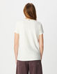 Camiseta blanca cuello V con palmeras Mujer-3