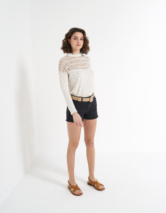 I.Code ecru knit sweater with lace - I.CODE