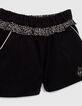 Shorts reversibles negro y estampado tachista bebé niña-3