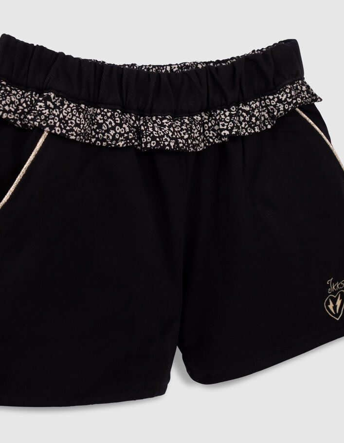 Baby girls’ black/tachist print reversible shorts - IKKS