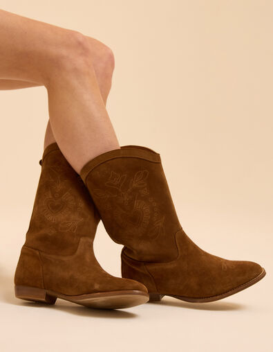 Boots santiags camel cuir velours I.Code