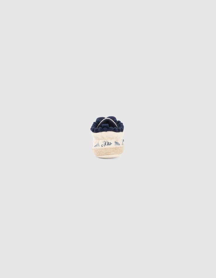 Chaussures blanc cassé en toile avec pompons bébé fille-2
