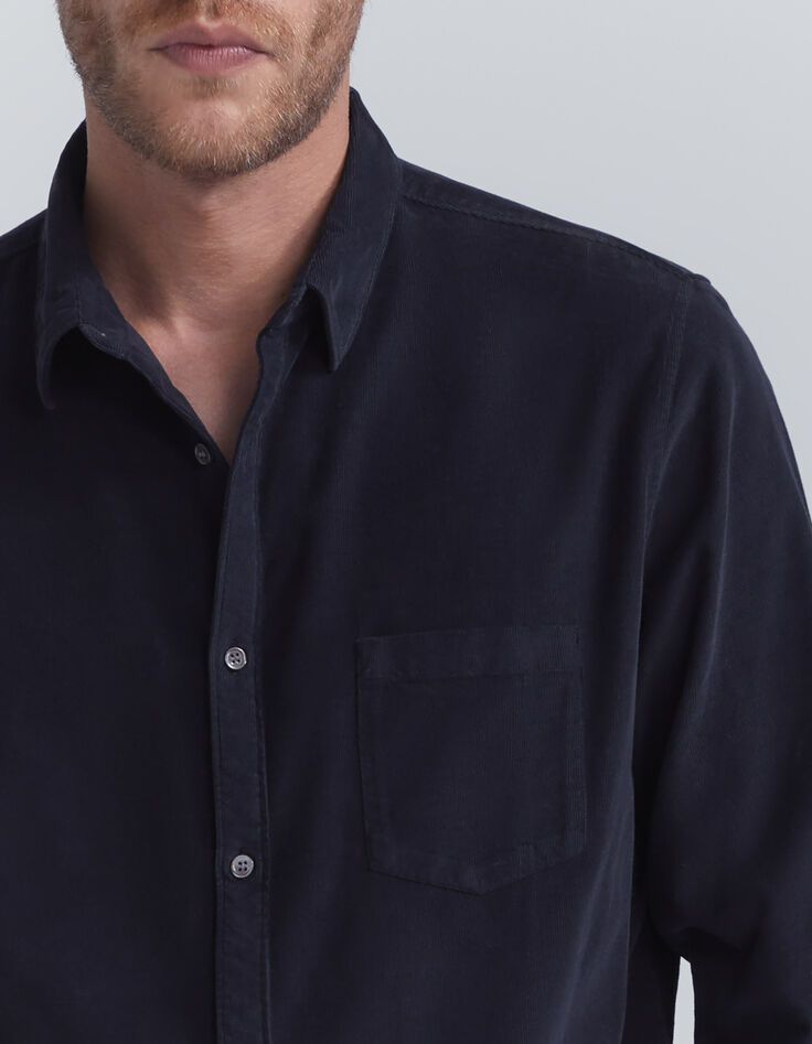 Chemise REGULAR marine en velours milleraies Homme-4
