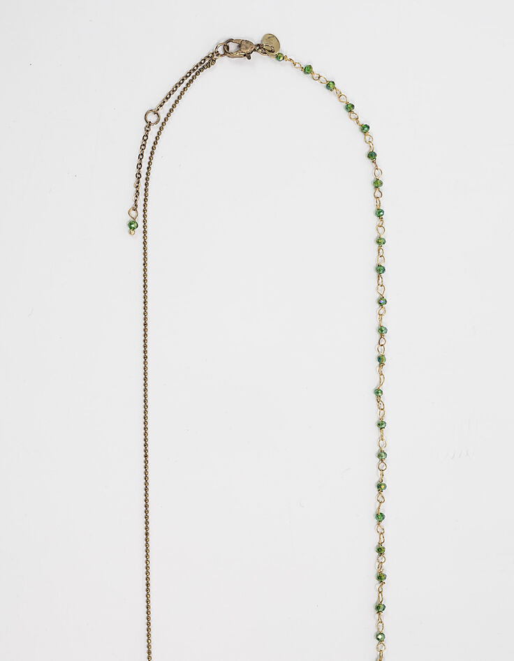Collier sautoir pierre perles vert émeraude femme-3