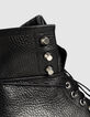 Boots rangers noires cuir grainé décor microbilles Femme-5