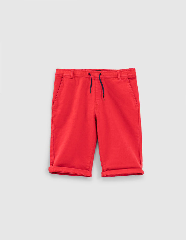 Bermuda rouge moyen à ceinture élastiquée garçon-1